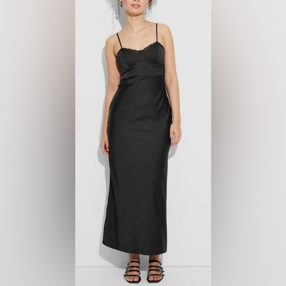 NWT Wild Fable Black Lace Trim Bodice Midi/Maxi Slip Dress (2 sizes available)